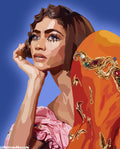 Zendaya Potrait Print in Blue